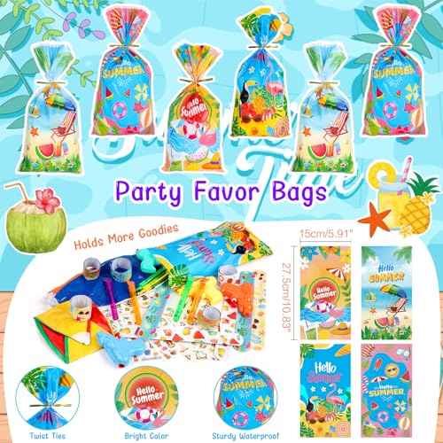 Pool Party Favors 12 Pack, Summer Beach Party Favors with Inflatable Balls Tattoo Stickers Slap Bracelets for Birthday Party Goodie Bag Stuffers
