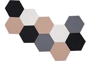 Afumazi 10Pcs Hexagon Felt Board Tiles Wall Cork Board (Large), Adhesive Felt Bulletin Pin Memo Board for Photos Pictures Office (ColorA Large)
