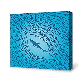 Canvas Wall Art A School of Fish Pictures Home Wall Decorations for Bedroom Living Room Paintings Canvas Prints Framed - 12x12 inches