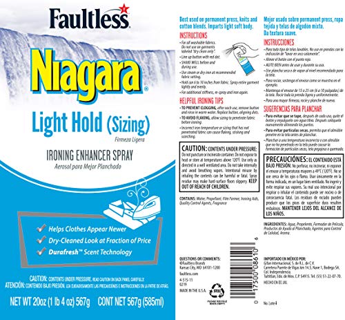 Niagara Sizing Spray Light Body - No Flaking or Clogging! - Wrinkle Release Spray - 20oz Iron Spray for Clothes (Pack of 6) - Fresh Linen Scent Finishing Spray