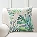 Phantoscope Set of 4 Tropical Palm Leaves Plant Printed Throw Pillow Case Cushion Cover, Dark Green, 18 x 18 inches, 45 x 45 cm