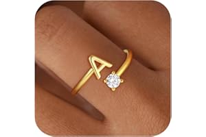 BLThing Christmas Gifts for Grandkids Initial Rings - Dainty 14K Gold Plated Dainty A - Z Initial Letter Rings No Tarnish Teen Girls Gifts Trendy Stuff Birthday Gift for 5 6 7 8 9 10 Year Old Girl