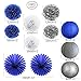 HEARTFEEL 11pcs Navy Blue Silver White Tissue Pom Poms Paper Lanterns Paper Fans Kit for Baby Shower, Bachorlette, Wedding, Birthday, Grad Party Decorations (Navy Blue,Silver,White)