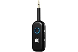 ByDiffer Bluetooth 5.2 Audio Transmitter Receiver for TV, Bluetooth Transmitter for Headphones Dual Link, 3.5mm Jack AptX Low Latency Aux Airplane Headphone Adapter for Car, Home Stereo, Black