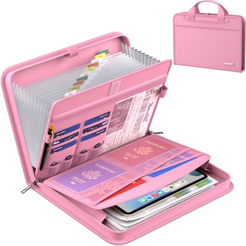 ENGPOW Fireproof Accordion File Organizer Pink