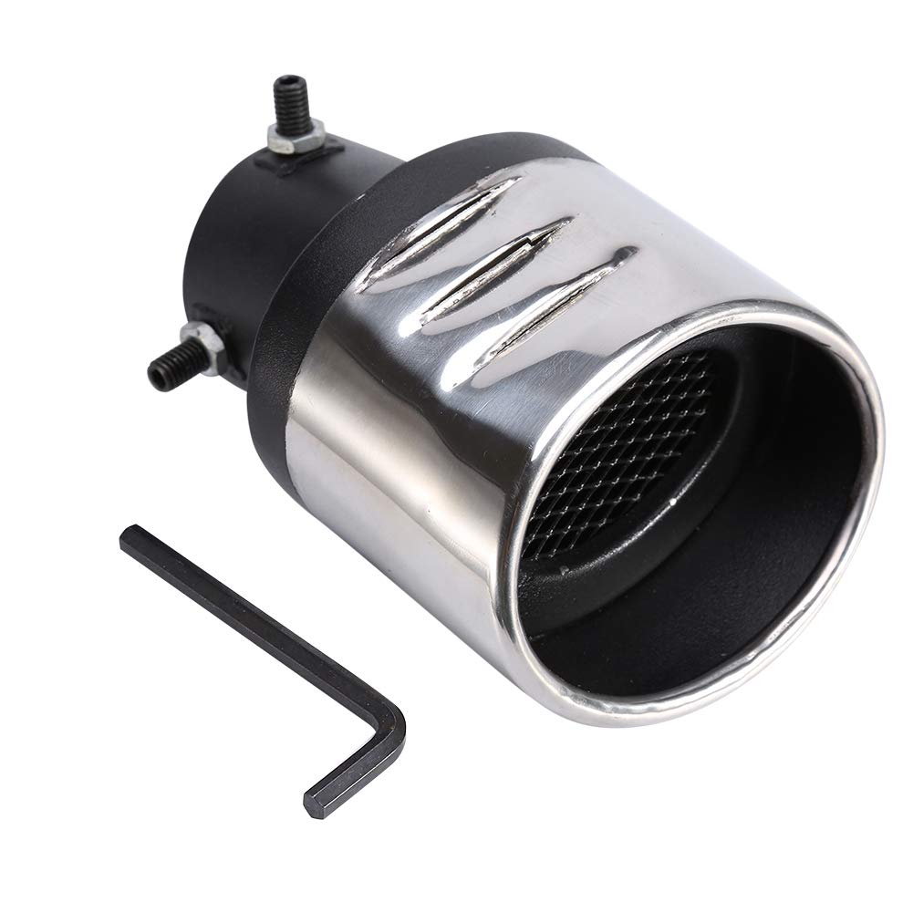 Qiilu Exhaust Tip Pipe Car Exhaust Muffler Silencer Tip Chrome Trim for 57mm Diameter Universal Cars Stainless Steel Decorative Curved Only