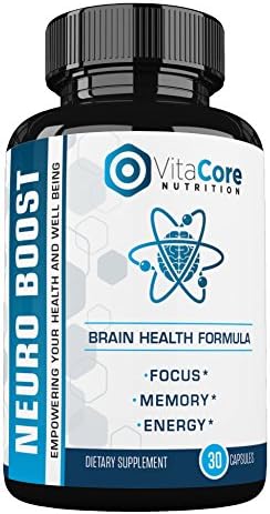 VitaCore Brain Booster – Concentration, Focus & Clarity, Enhances Memory & Reduces Anxiety, Natural Brain Support, Healthy & Mental Enhancing Ingredients, Study Aid