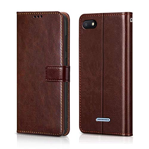 WOW Imagine Redmi 6A Flip Case | Leather Finish | Inside TPU with Card Pockets & Stand | Magnetic Closure | Shock Proof