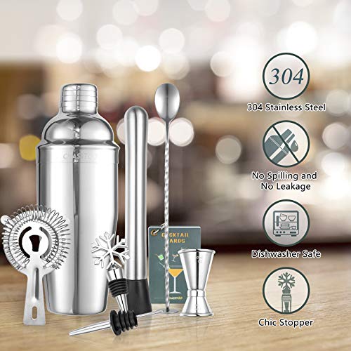 CHASSTOO Cocktail Set, Cocktail Shaker Set aus 304 Edelstahl, 8-teilige Cocktail Bar Set, Barkeeper Set mit Cocktailbuch… – Bild 3