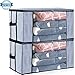 Seckon Large Capacity Clothes Storage Bag Containers [2 Pack] 81.5L Closet Storage Organizer with Clear Windows and Reinforced Handles, 23.65x 17.75x 11.85 inches