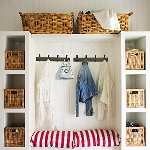 RooLee Coat Hooks Coat Rack Wall Mounted Hat Rack Clothes Hook with 4 Metal Hooks Walnut Finish - Thumbnail 2