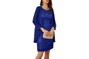GRACE KARIN Women's Sequin Dress Wedding Guest Dresses Mother of The Bride Dresses Formal Dress Two Piece Dress Knee Length