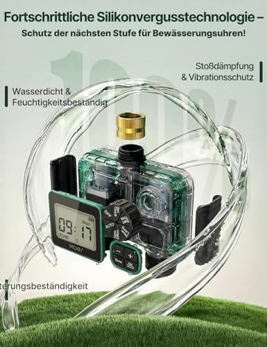 MOES Irrigation Computer, 2 Outputs with Brass Inlet, Independent Dual Zone Watering Timer for Garden & Lawn, Automatic & Manual Mode, Water Timer with Rain Delay