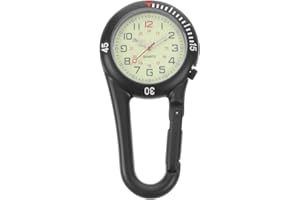UKCOCO Clip-on Fob Watch, Glow in The Dark Alloy Backpack Buckle Belt Fob Watch for Doctors Nurses Hiking Climbing Black