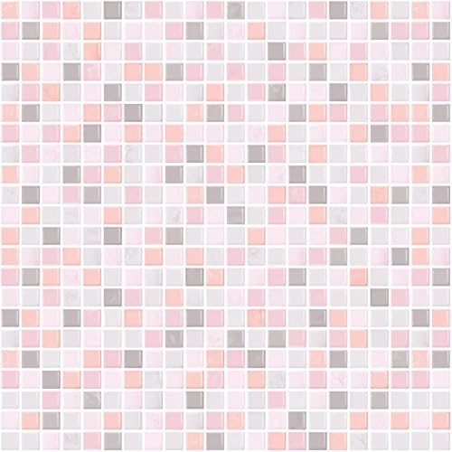Pastel Pink Multi Color Mosaic Pattern High Glossy Self-adhesive Peel-stick Vinyl Wallpaper