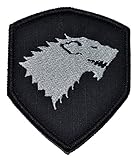 GoT Stark Wolf Emblem 3x2.5 Shield Military Patch / Morale Velcro Patch - BLACK