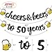 Joymee 50th Birthday Party Decorations Kit Cheers & Beers to 50 Years Banner 6 Pom Poms 12-Pack Sparkling 50 Hanging Swirl for 50th Anniversary Decorations 50 Years Old Party Supplies