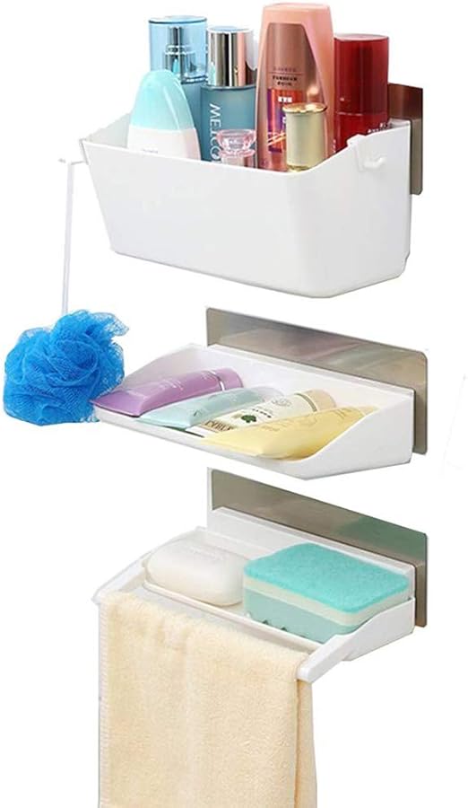 Cloudwalk Bad Wandregal Selbstklebend Badregal Ohne Bohren Kunststoff Fur Badezimmer Weiss Amazon De Kuche Haushalt