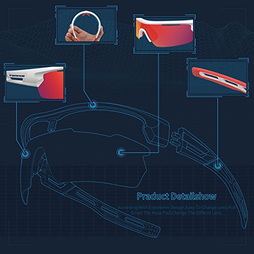 image for Torege Polarized Sports Sunglasses for Men Women Cycling Running Drivi