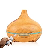 SEKway Aromatherapy Diffuser - 550 mL Remote Control Essential Oil Defusers Electric Ultrasonic Cool Mist Humidifier Air Purifier 7 Color LED light 4 time-setting Wood Grain Whisper-Quiet