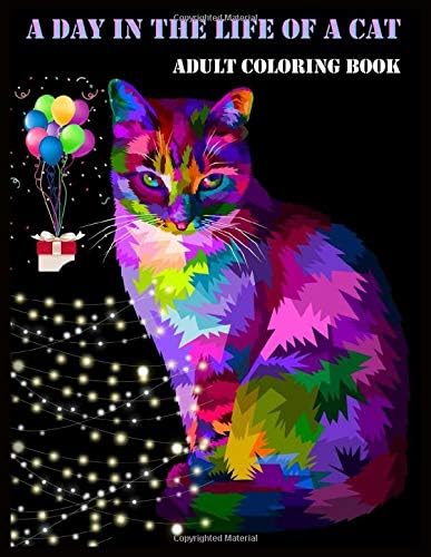 A DAY IN THE LIFE OF A CAT ADULT COLORING BOOK: Stress Relieving Designs for Kids