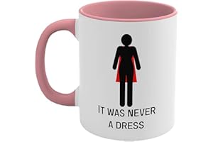 It was Never a Dress Mug Color Changing, Black to White Women Empowering Ceramic Coffee Cup for Feminist, Novelty Creativity 