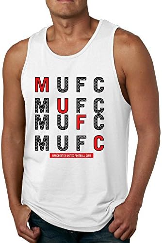ULIKETEES Mens Manchester FC MUFC Tank Top/Vest/Sleeveless White
