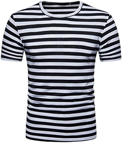 Cuteidea 2018 Summer New Hot Sale Men Short Sleeve Stripe T-Shirts Casual Slim Fit Crew Neck Pullover Tees Shirt Top (XL, Black)