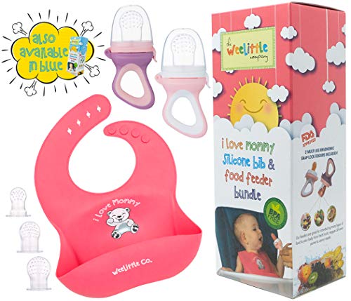 Weelittle Silicone Bib Food Feeder Pacifier Bundle Super Soft