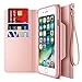 iPhone 7 Case, Maxboost [Folio Style w/ Hand Strap] Premium iPhone Wallet Cover STAND Feature for Apple iPhone 7 2016 [Rose Gold] PU Leather Flip Cover with Card Slot + Side Pocket Magnetic