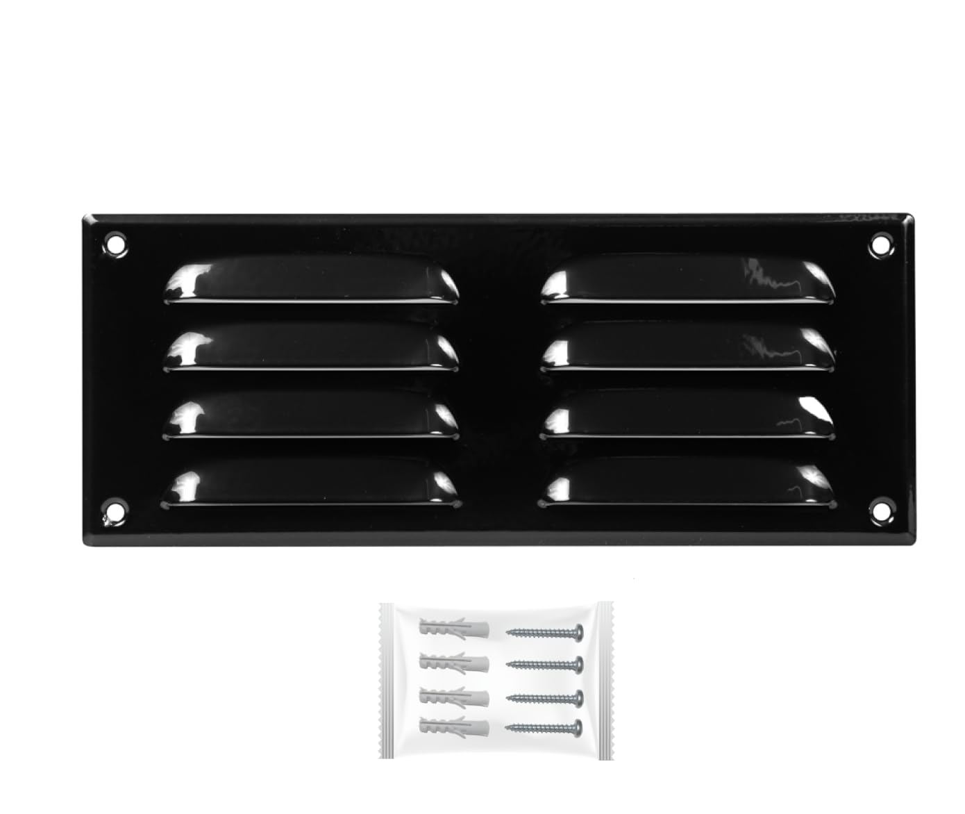 H&C VENT Black 260 x 105 mm Ventilation Grille │ Metal Vent Cover with Insect Protection │ Extractor Air Vents Covers for Inside Outside use │ Duct Pipe Grilles For External Internal Wall Door Window