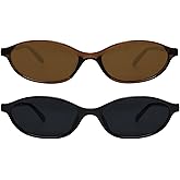 GUVIVI Retro Oval Sunglasses for Women Chic Cat Eye 90s Sunnies Lightweight Narrow Shades Trendy UV protection Sun Glasses