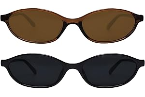 GUVIVI Retro Oval Sunglasses for Women Chic Cat Eye 90s Sunnies Lightweight Narrow Shades Trendy UV protection Sun Glasses