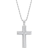 Amazon Essentials Men's Stainless Steel and Gold-Plated Spinner Cross Pendant Necklace