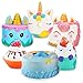 R HORSE Jumbo Cute Narwhal Cake, Unicorn Cake, Strawberry Ice Cream, Monkey Cake, Unicorn Donut, Unicorn Cupcake Set Kawaii Cream Scented Squishies Slow Rising Decompression Squeeze Toys for Kids
