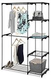 Whitmor Freestanding Portable Closet Organizer – Heavy Duty Black Steel Frame - Double Rod Wardrobe Cloths Storage With 5 Shelves &amp; Shoe Rack for Home or Office – Size: 45-1/4 x 19-1/4 x 68” (Kitchen)