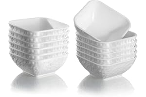 Kyraton Dip Bowls Set 12pcs 180ml, White Plastic Dipping Bowls Soy Sauce Plate for Side Dishes, Condiment Server for Tomato S