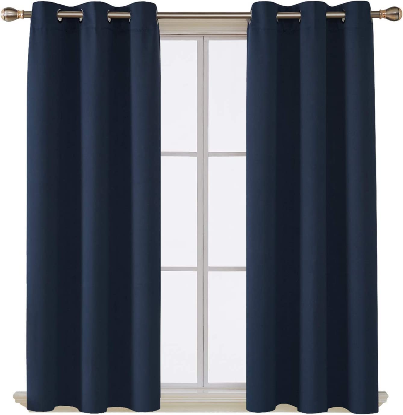 AR Ware Navy Blackout Curtains - 2 Panels Drapes Eyelet Thermal Curtains for Living Room and Bedroom - Energy Saving - Soundproof lightweight curtains (46 x 90 inches)