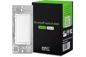 Zooz 800 Series Z-Wave Long Range S2 On Off Switch ZEN76 800LR, White | Simple Direct 3-Way and 4-Way Solution (Works with Regular Switches, No Aux Switch Needed) | Z-Wave Hub Required