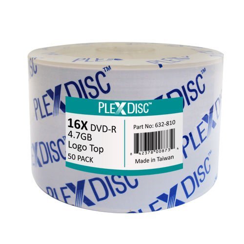 PlexDisc 632-810 16x 4.7GB Logo Top DVD-R 50 Disc Spindle