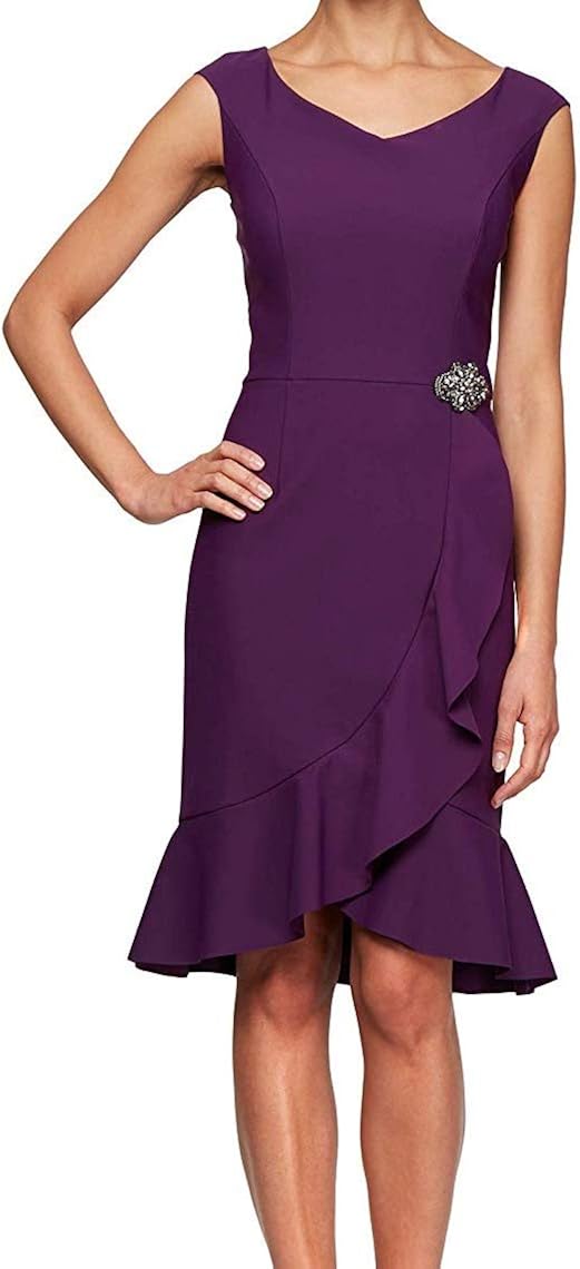 Alex Evenings Women's Slimming Short Dress with Bell Sleeves (Petite