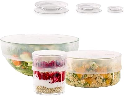 Tampas extensíveis para conservação alimentar, transparentes, 11,5/15/20 cm, kit de 3 unidades