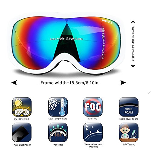 image for Uniquebella Lagopus OTG Ski Goggles Anti-fog Polarized UV400 Protectio