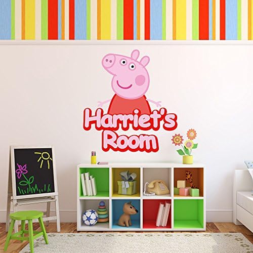 Personalised Peppa Pig Mural Wall Bedroom Sticker Name 3 Sizes Any Name (900mm x 900mm)