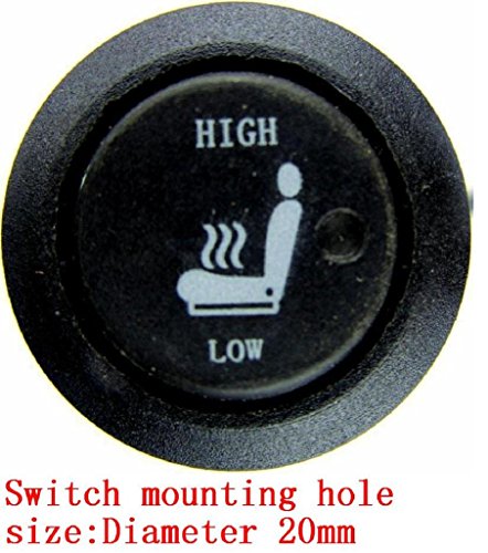 WATERCARBON Universal Round English HI/OFF/LO Switch 1 Wheel Switch Built-in Car Heated Seat Heater Pad Car Seat Warmer Covers Kit Uses Carbon Fiber Premium White heating pad 2 Seats