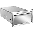 Outdoor Kitchen Drawer Single BBQ Drawer Stainless Steel BBQ Access Drawer with Handles, Flush Mount Storage Enclosed Cabinets Horizontal BBQ Island Drawers,14W X 8.5H X 23D Inch