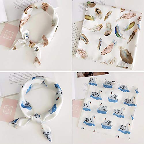 image for YMHPRIDE 6 Pcs Fashion Silk Satin Scarf for Women Square Neck Head Sca