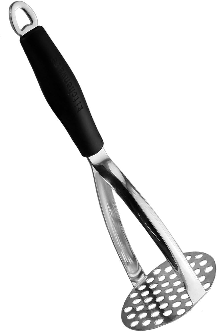 Joyoldelf Kartoffelstampfer Gemüsestampfer aus Edelstah - Kartoffelschäler Kartoffelpresse für empfindlichen Kartoffelschlamm mit Gummierter Griff