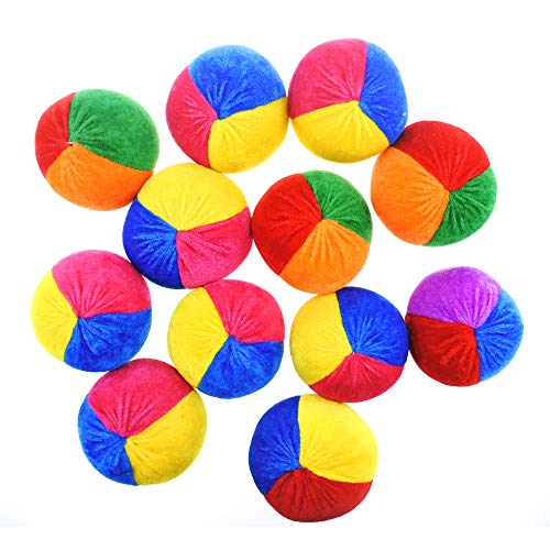 Jyongmer 12 Pack Soft Velvet Hacky Sacks - 3 Colors Footbag Bulk, Fun Carnival Toy Balls for Halloween Party Decoration and Bean Bag Toss Game