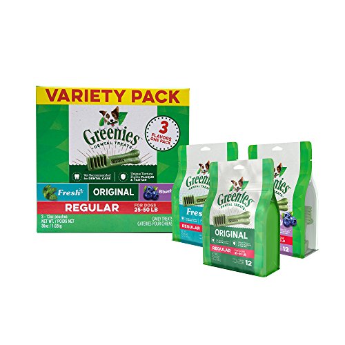 GREENIES 3-Flavor Variety Pack Regular Size Dog Dental Chews 36 Ounces 36 Treats